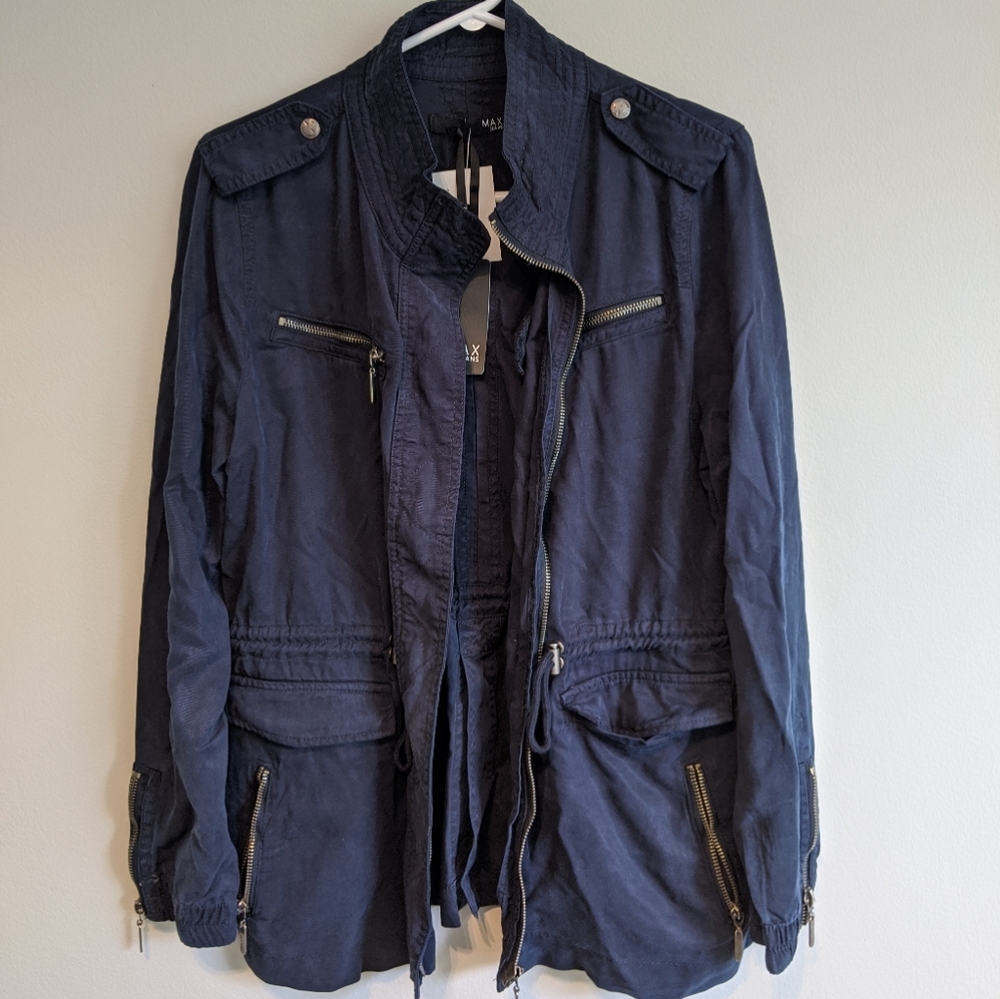 Max Jeans Navy Utility Tencel Jacket Size M